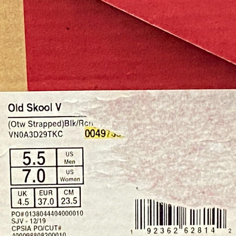 Vans Old Skool V OTW Strapped Black Red Checkerboard Men 5.5 / Women 7 - Picture 12 of 12
